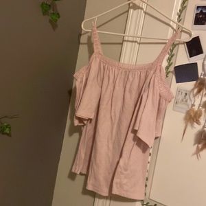 Light pink off the shoulder shirt